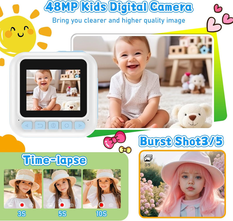 Kinderkamera, 2.4 Zoll Kamera Kinder Sofortdruck, 1080P Digitalkamera Kinder mit 32GB Karte, Kinders