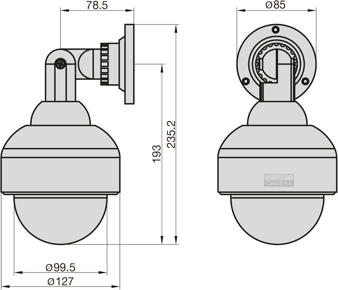 BASI | 3er Set Dome Kamera-Attrappe mit blinkendem LED-Licht | Dummy Kamera | Überwachungskamera für