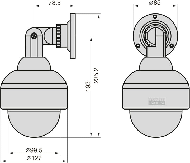 BASI | 3er Set Dome Kamera-Attrappe mit blinkendem LED-Licht | Dummy Kamera | Überwachungskamera für