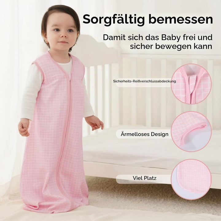 Yoofoss Schlafsack Baby Sommer 0.5 Tog - 3er Pack 67cm/0-6 Monate 100% Baumwolle Sommerschlafsack Ba