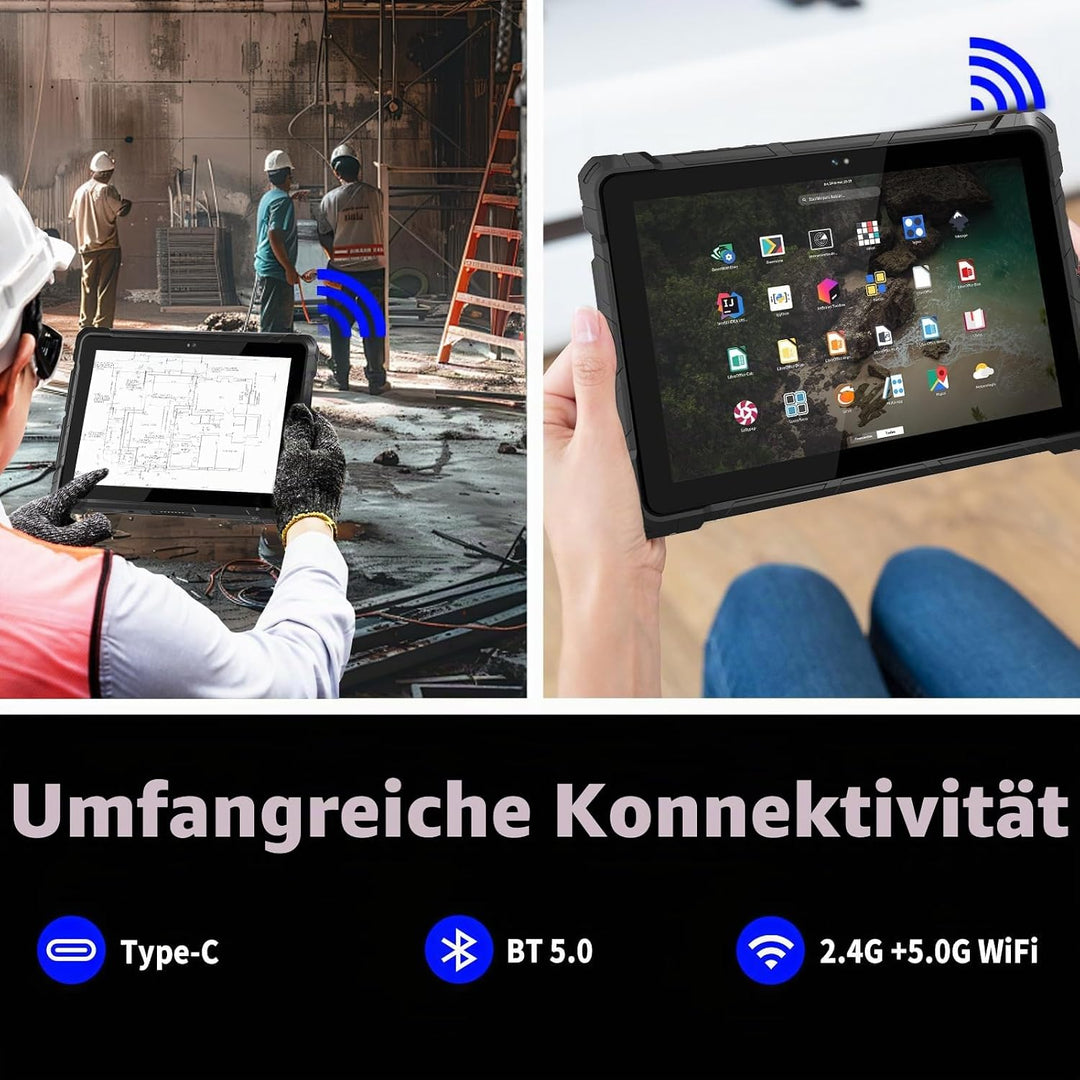 IP67 Rugged Tablet, Intel N150 (bis 3,6 GHz), 8GB LPDDR5 RAM 128GB ROM, 10.1 Zoll HD-Display, Window