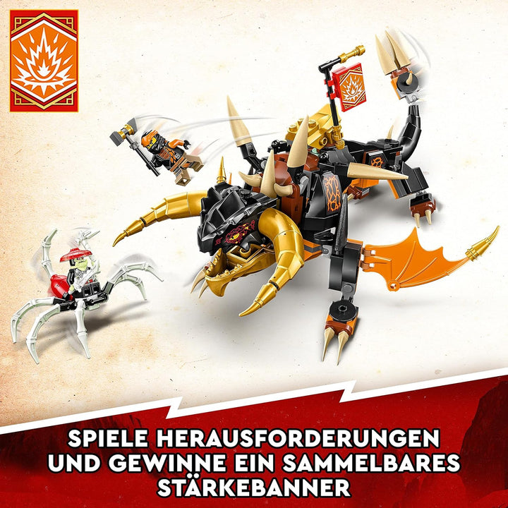 LEGO NINJAGO Coles Erddrache EVO, Spielzeug zum Sammeln mit aufrüstbarem Drachen & Skorpion-Figur so