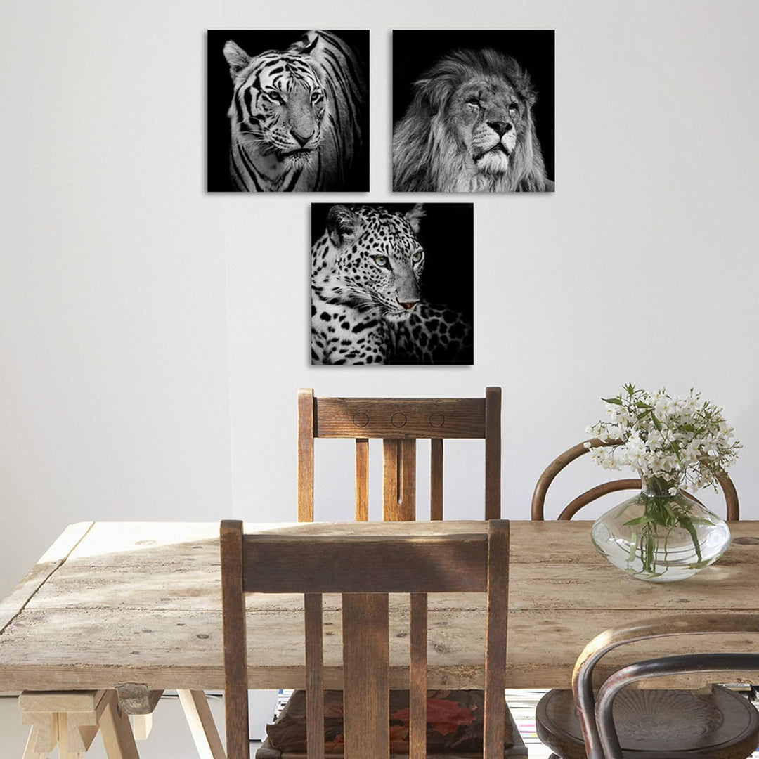 Feeby Bilder 3 Teile Löwe Tiger Elefant 210x70 cm Wohnzimmer Schlafzimmer Büro Flur Küche Wandbilder