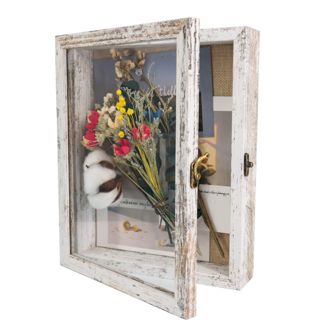GraduationMall Weiss 20x25cm 3D Bilderrahmen Tief Objektrahmen Schaukasten Türvitrine Retro Weiss,Ge