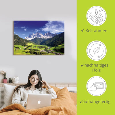 ARTland Leinwandbilder Wandbild Bild auf Leinwand 60x40 cm Wanddeko Alpenbilder Landschaft Berge Süd