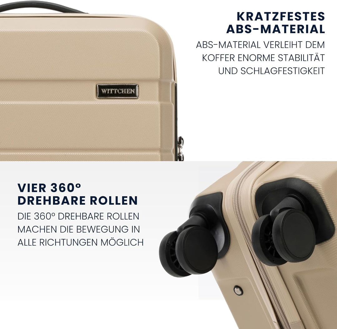 WITTCHEN COMODO Line Koffer Handgepäck Gepäck-Set aus ABS Teleskopgriff TSA Schloss 4 Doppelräder Be
