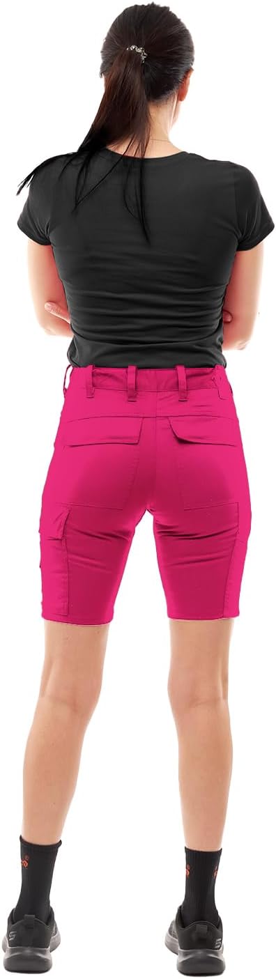strongAnt Damen Arbeitsshorts Stretch Kurze Arbeitshose mit Cargo Taschen Outdoor, 48 Pink Stretch M