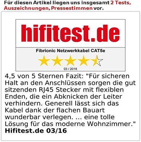 Fibrionic Network Solutions LAN Kabel dünn: Netzwerk-Kabel Cat5e flach, weiss, 20m (LAN Kabel flach,