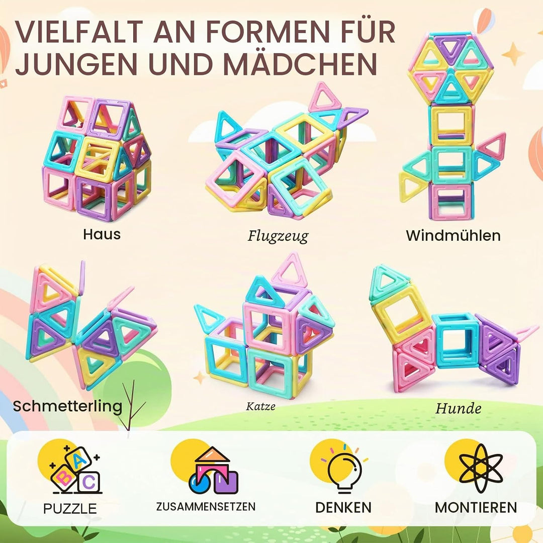 Magnetspielzeug Magneten Kinder Magnetbausteine Spielzeug ab 3 4 5 6 7 8 Jahre alte Mädchen Junge Fa