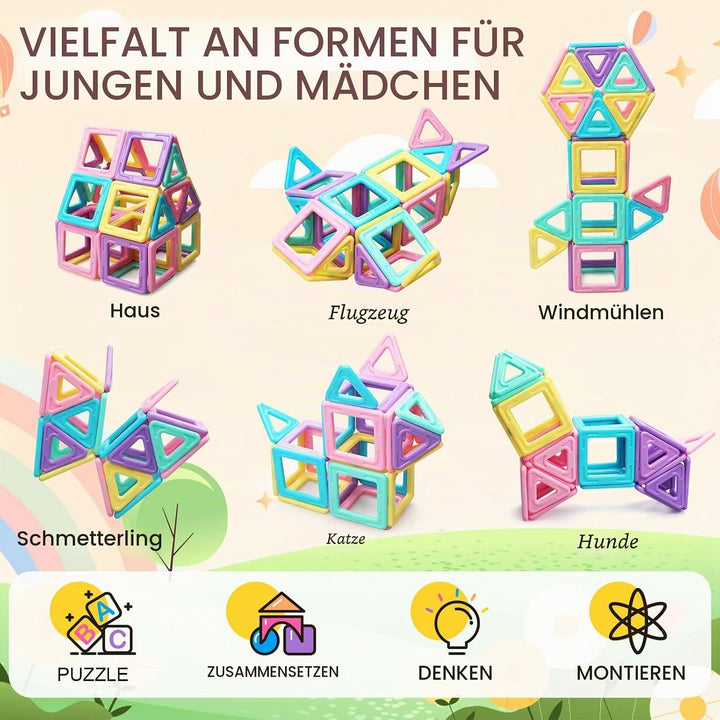 Magnetspielzeug Magneten Kinder Magnetbausteine Spielzeug ab 3 4 5 6 7 8 Jahre alte Mädchen Junge Fa