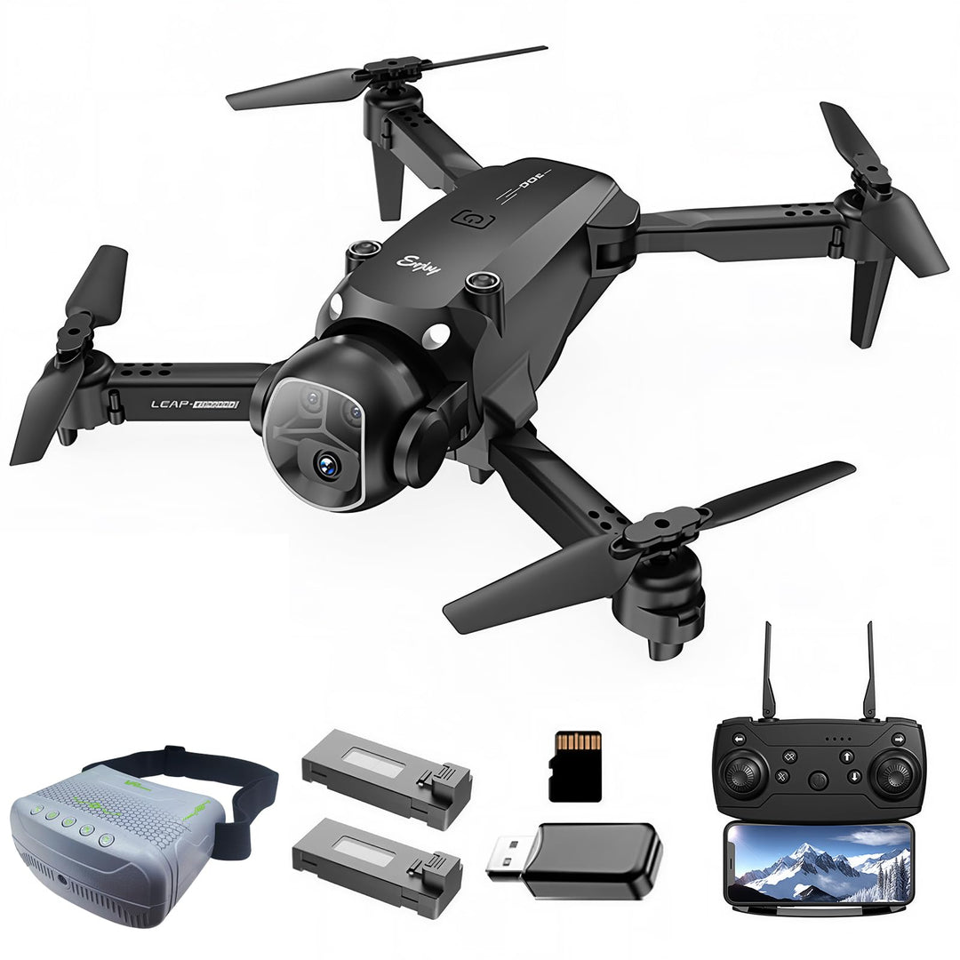 OBEST Drohne mit Kamera und VR Brille, Faltbare Mini FPV Drone mit Dual Kamera, 360° Rolle, Headless