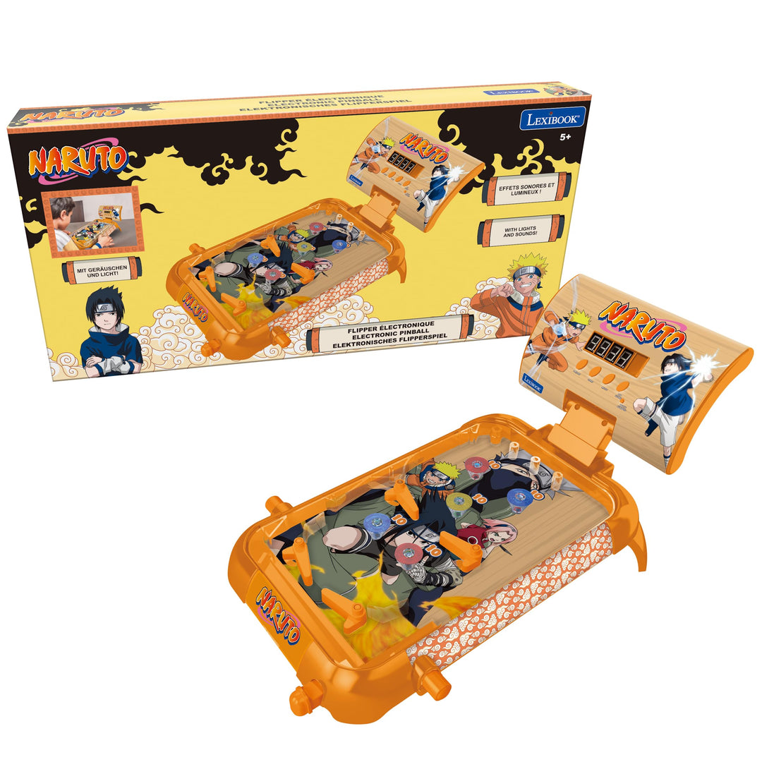 Lexibook, Naruto, Elektronischer Tischflipper, Action- und Reflexspiel für Kinder und Familien, LCD-