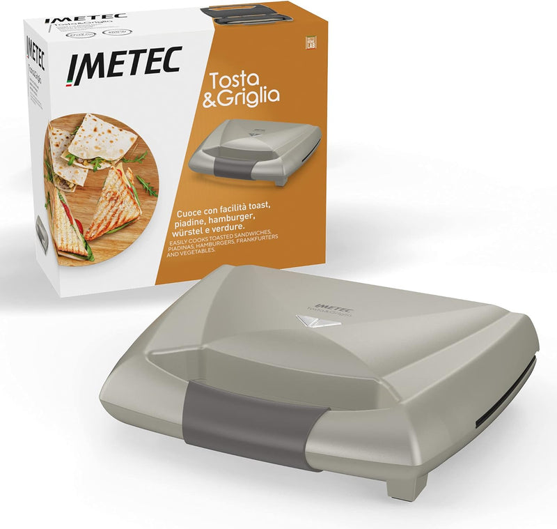 Imetec Tosta&Griglia, Toaster, XL-Streifen- und Antihaftplatten, EIN / AUS-Schalter, Plattenheizungs