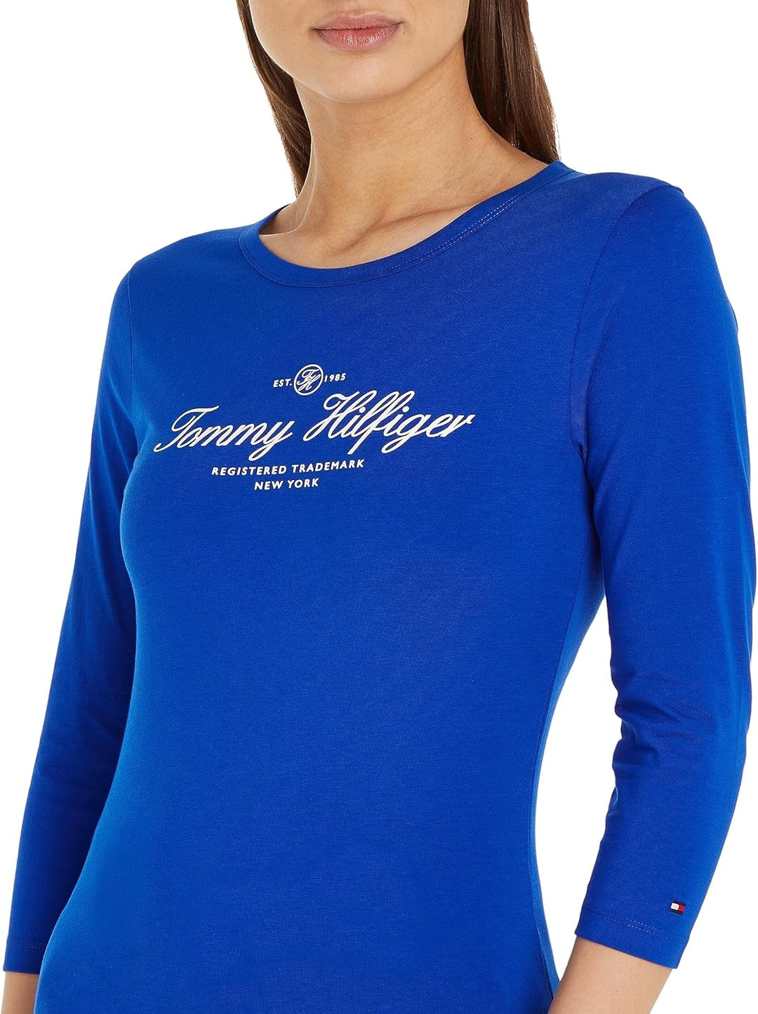 Tommy Hilfiger Damen Langarm Strickoberteile, Blau (Ultra Blue)