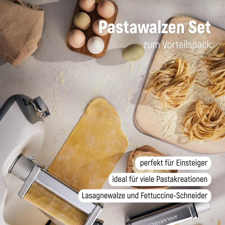 Ankarsrum Pasta Set Lasagne &amp; Fettuccine | 2 Pastawalzen für frische Pasta, Nudelaufsatz Zubehör für