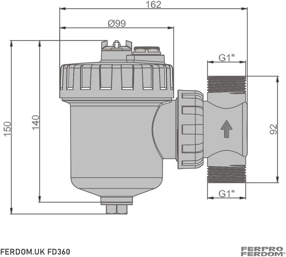 FERDOM FD360 Magnetische Filter für Zentralheizung, Solar und HLK-Systeme. Mit Nicht-Magnetischem Sc