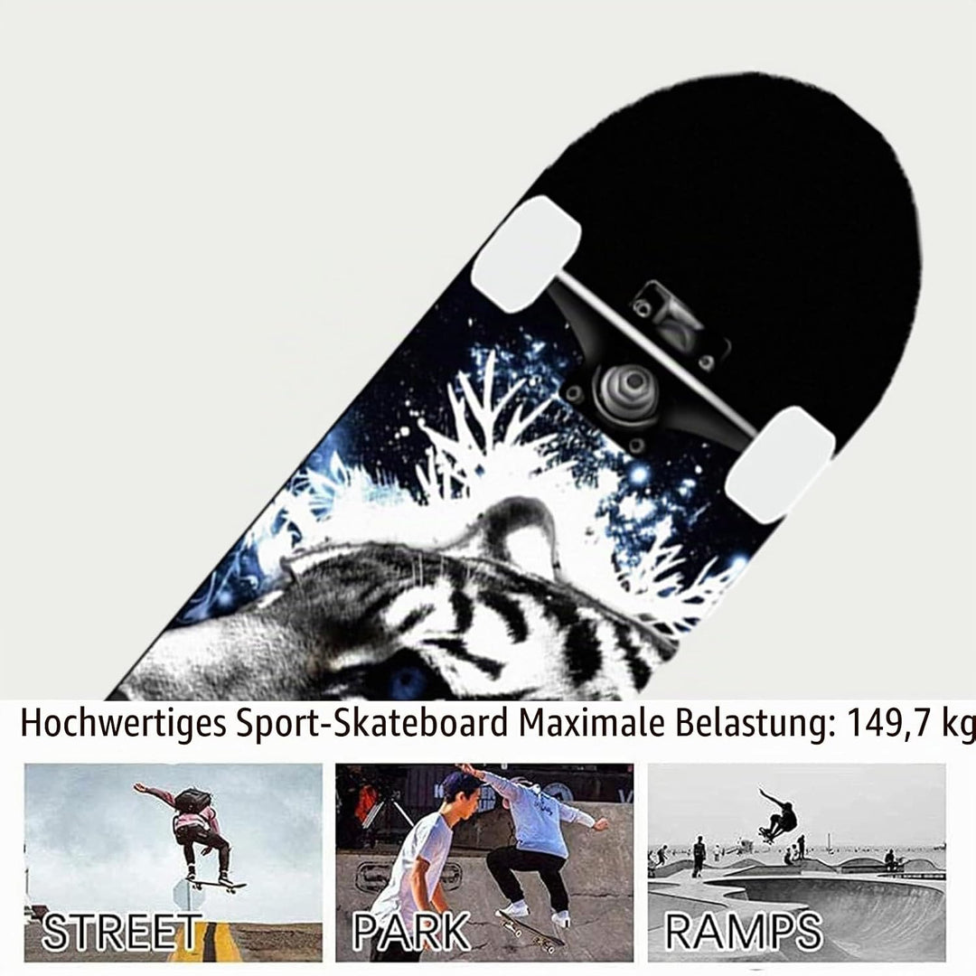 31-Zoll-Standard-Skateboard, 7 Lagen Ahorn-Board-Oberfläche, geeignet für Kinder, Jugendliche, Erwac