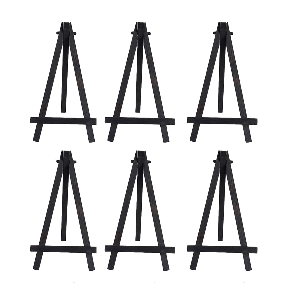 JIHUOO 6 Stück Mini Holz Staffelei Kleine Kalender Display Ständer Dreieck Fotohalter Kartenhalter B