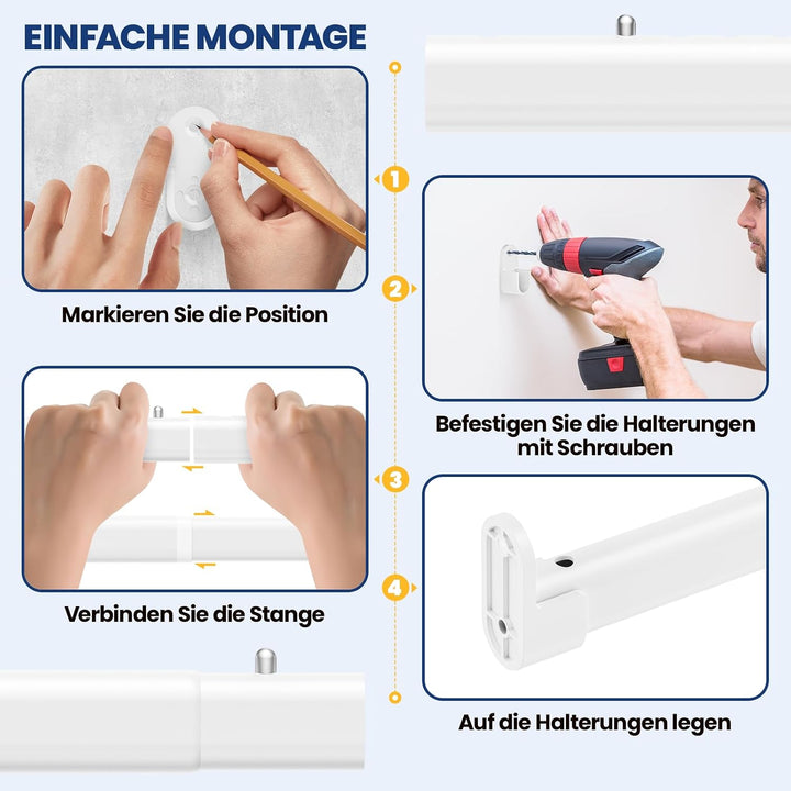 Mavivegue Kleiderstange Schrank, 42-100cm Oval Kleiderstange Ausziehbar | Kleiderstange Wandmontage