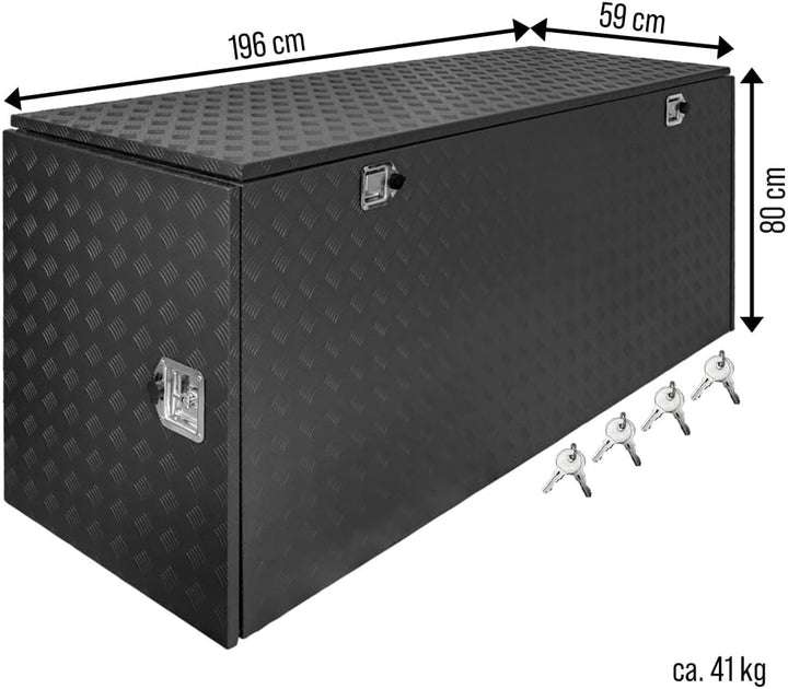 Trucky Truckbox Aluminium Abschliessbar Deichselbox Alu Kiste Anhängerbox | Modell P900, 196x59x80cm