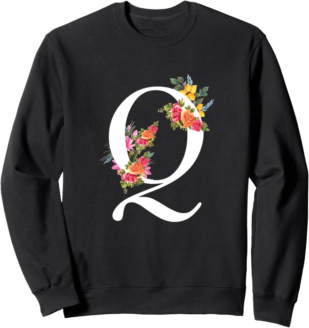 Alphabet Buchstabe - Vorname Anfangsbuchstabe Q Blumen Sweatshirt