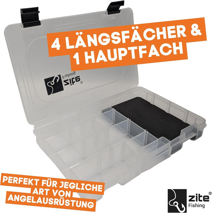 Zite Fishing Köderbox Angeln Set für Jigs & Kunstköder 3 STK | Flache Sortierbox mit EVA-Schaumeinla