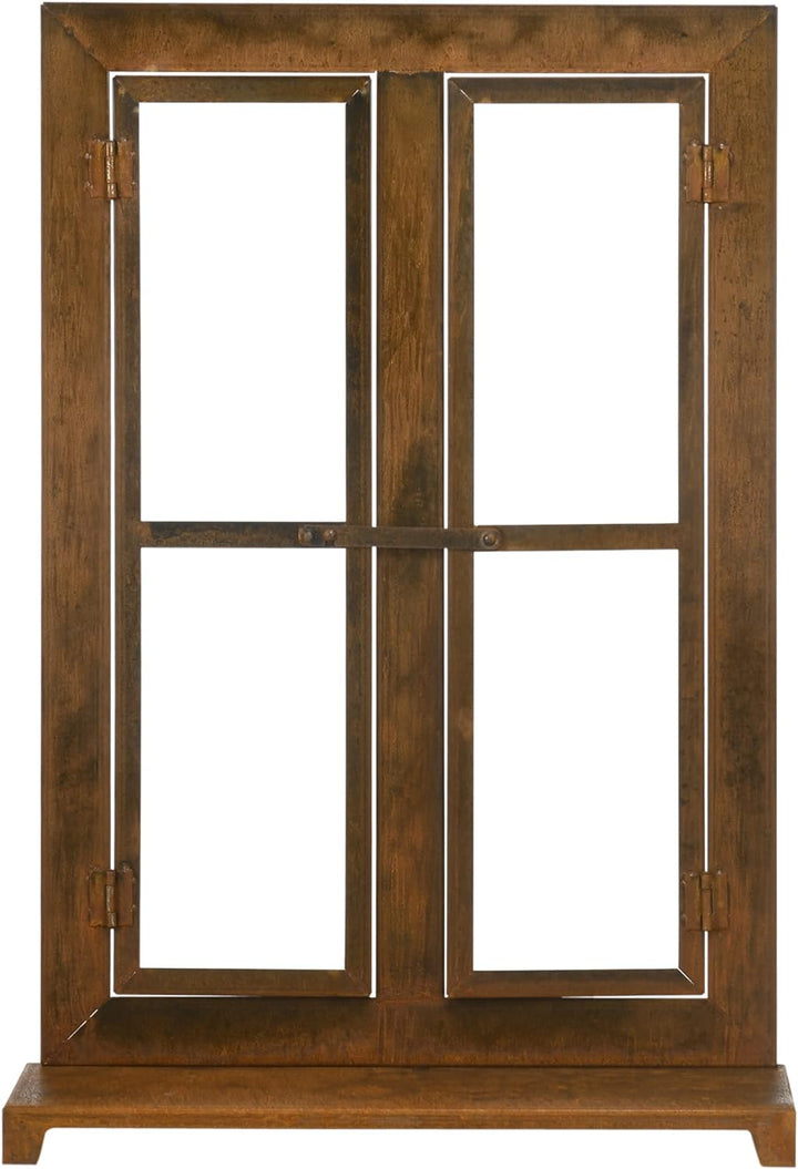 Outsunny Eisenfenster, Edelrost Sprossenfenster, 55 x 80 cm Fensterrahmen mit Schwelle und Riegel, G
