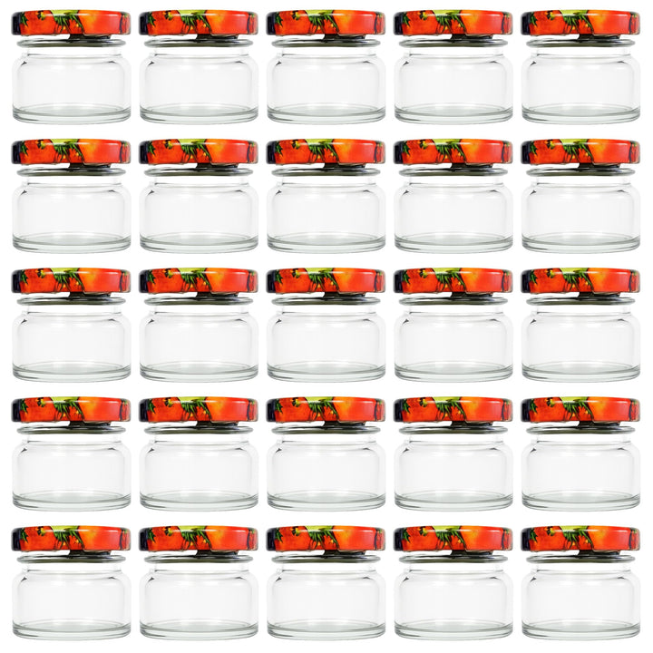 Vitrea 25x Mini Marmeladengläser 30 ml - mit Deckel Obst TO 43 - kleine Einmachgläser zum befüllen m