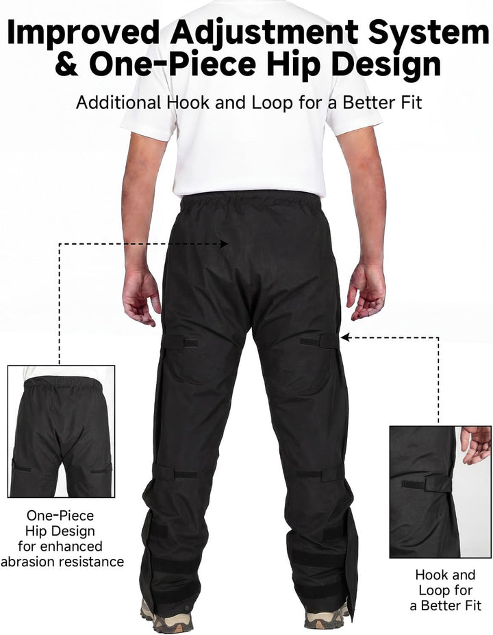 KEMIMOTO wasserdichte Regenhose für Herren, Leichte Winddichte Wanderhose mit Transportbeutel, Fahrr