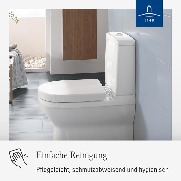Villeroy & Boch O.novo WC-Sitz, Toilettendeckel mit Scharnieren aus Edelstahl, Toilettensitz aus bru