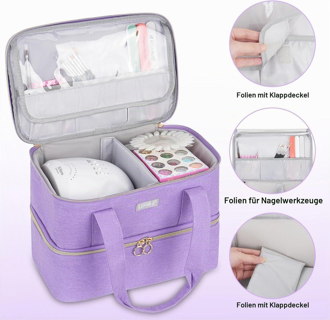 Nagellack Aufbewahrung Tasche - Doppelschichtige Nagellack Tasche Organizer für 40 Flaschen (15 ml-0