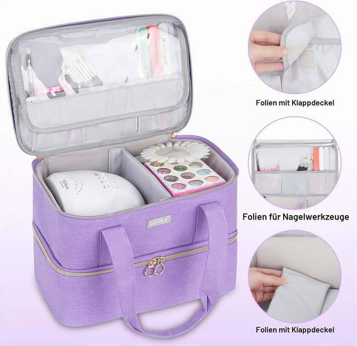Nagellack Aufbewahrung Tasche - Doppelschichtige Nagellack Tasche Organizer für 40 Flaschen (15 ml-0