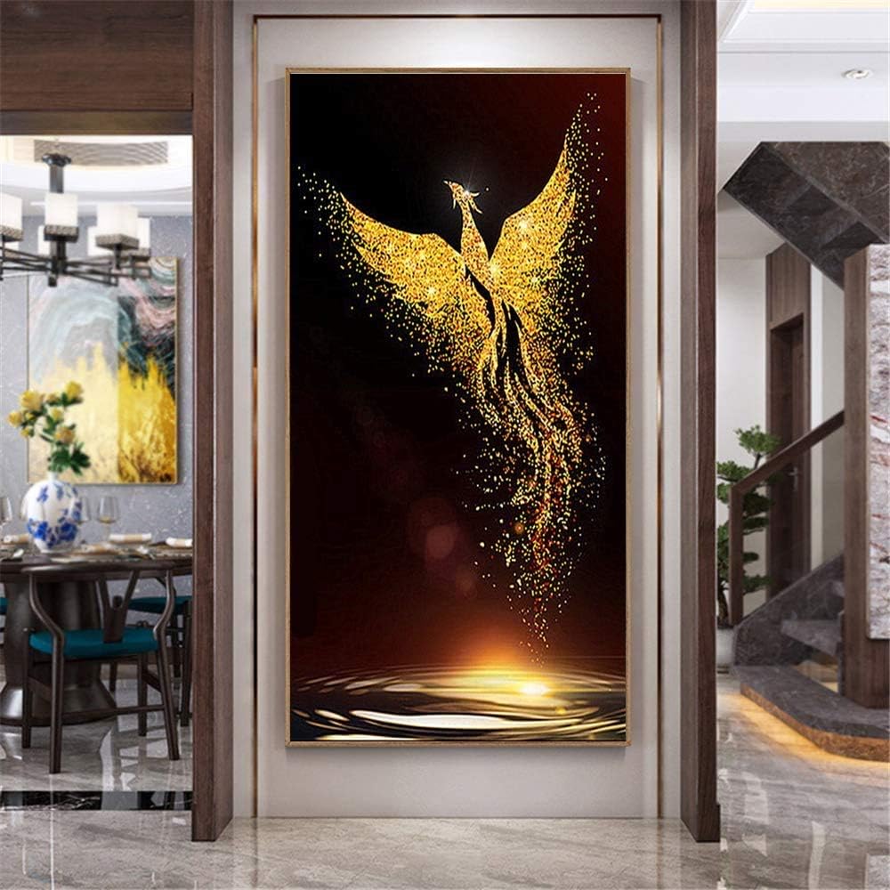 RAILONCH DIY 5D Golden Phoenix Diamant Painting für Erwachsene, voller Bohrer Strass Bilder Handwerk