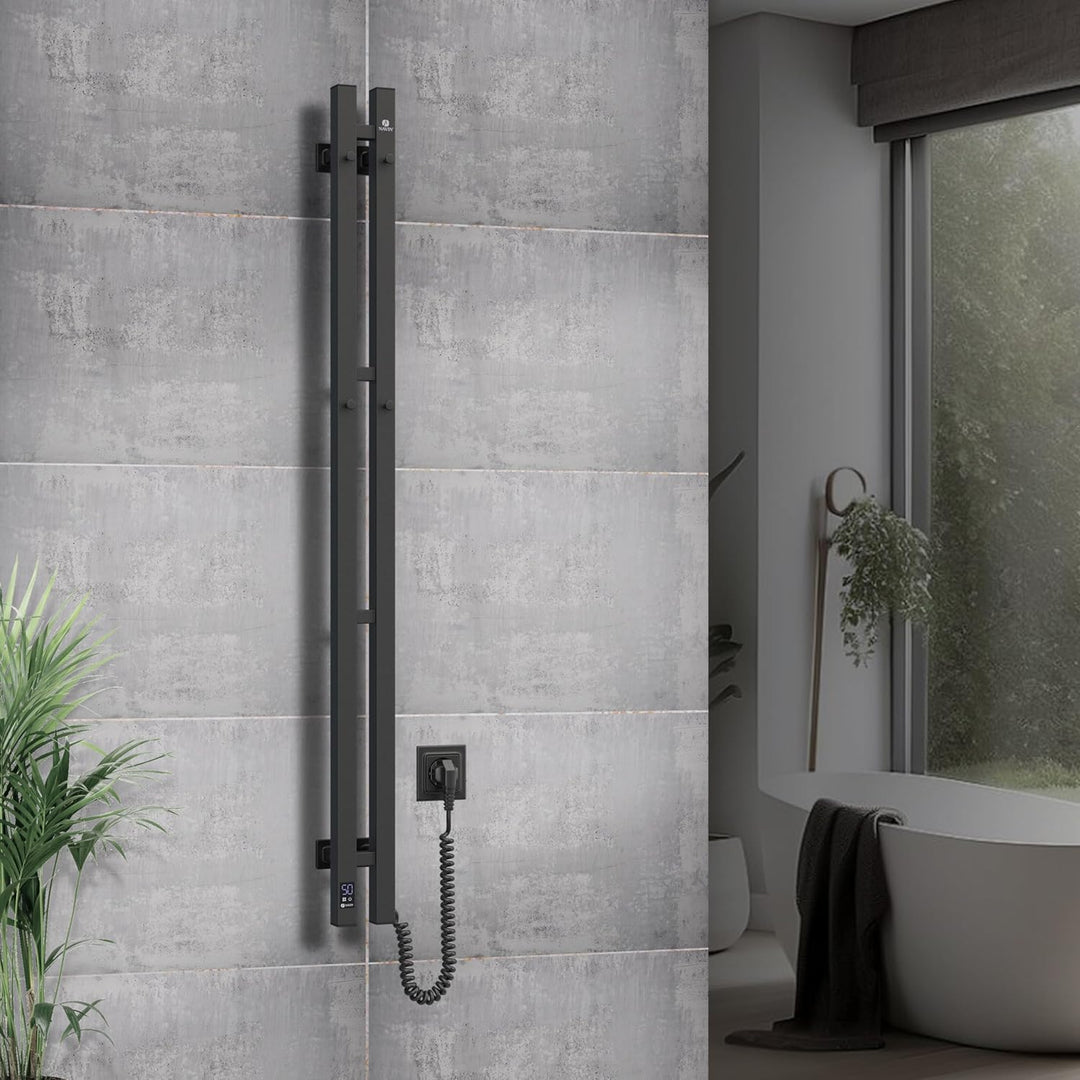NAVIN Elektrischer Handtuchtrockner Silouette Quadro 90x1200 mit Sensorsteuerung - Schwarz aus hochw