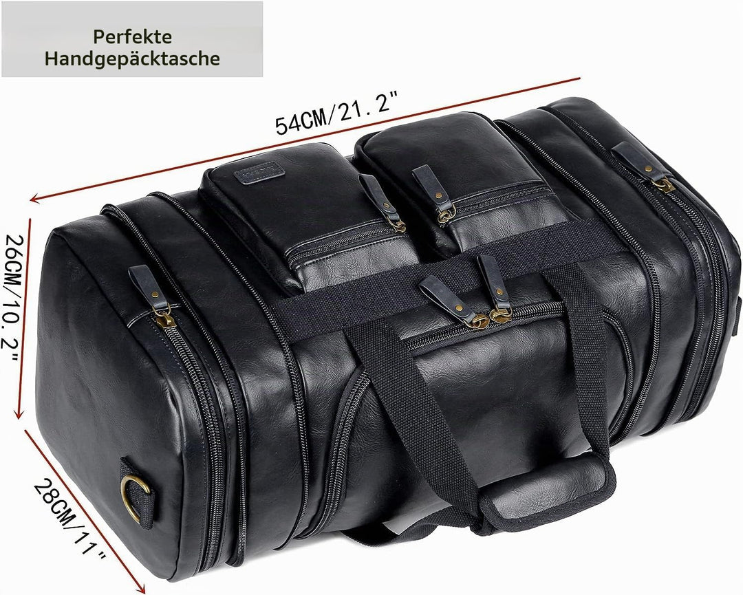 BAOSHA Faux Leder Reise Duffel Weekender Tasche Handgepäck Tragetasche Übernachtungstasche Sporttasc