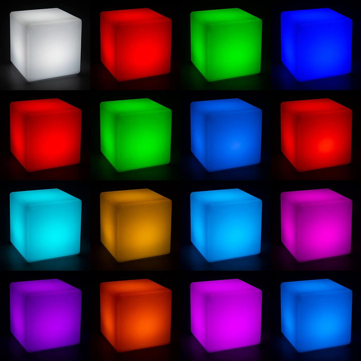 LED-Highlights Led Würfel 50x50 cm Leuchtwürfel Outdoor Aufladbar mit Akku und Fernbedienung RGB Far