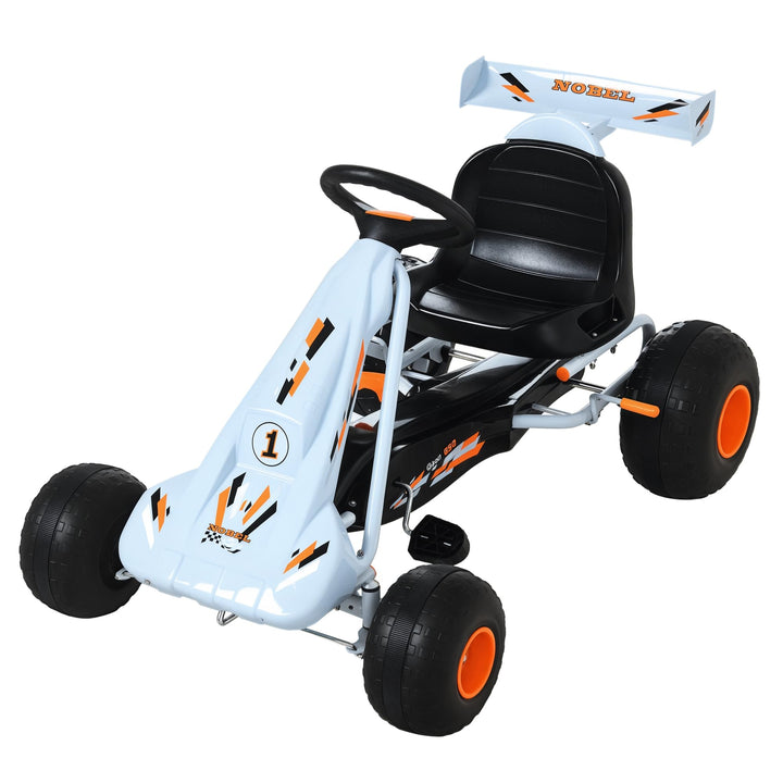 HOMCOM Gokart Tretauto mit Handbremse, verstellbarem Sitz, Pedal, Vor- und Rückwärtsgang, Kettcar Tr