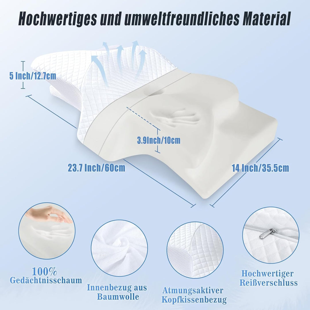SAHEYER Nackenkissen Memory Foam Orthopädisches Kissen, Ergonomisches Kopfkissen Nackenstützkissen,