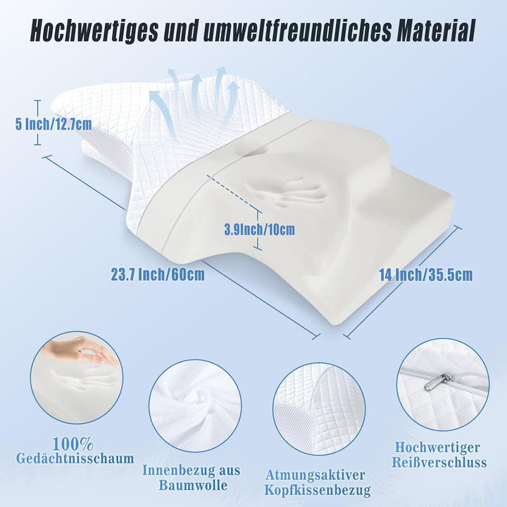 SAHEYER Nackenkissen Memory Foam Orthopädisches Kissen, Ergonomisches Kopfkissen Nackenstützkissen,
