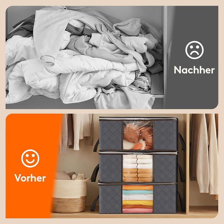 Lifewit 4 Stück Aufbewahrungsbeutel 35L mit Sichtfenster, Faltbare Unterbettkommoden für Kleidung &