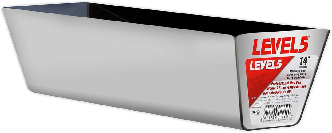Trockenbau-Handwerkzeug-Set, Edelstahl - LEVEL5 | Fugen-/Tapiermesser + 35,6 cm Schlammpfanne | Soft
