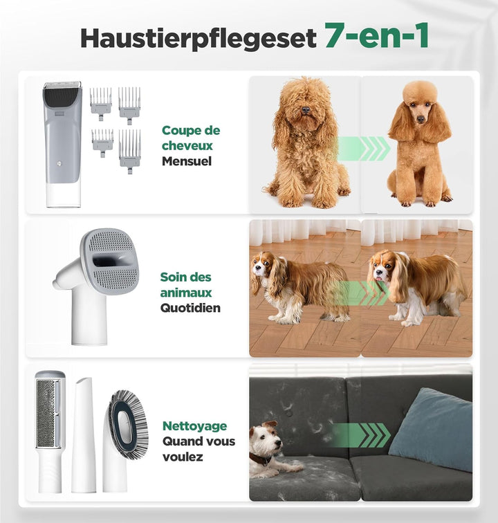 Gimars 2,3L Hundeschermaschine mit Staubsauger, 12000k Pa Saugkraft Hundestaubsauger Leises Schermas