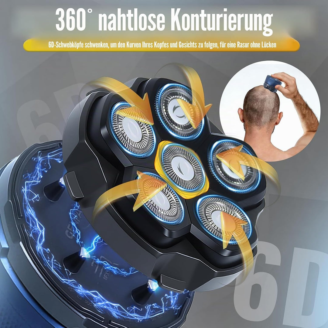 Magnetischer Rasierköpfe mit 6 Ersatzklingen für viele 6D magnetische Elektrorasierer, kompatibel mi