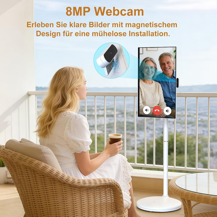 27 Zoll FHD Smart Portable TV | Touchscreen-Monitor auf Rädern | EDLA-Zertifiziert &amp; Android System