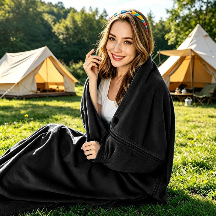 Schlafsack 180x82 cm Fleece - Hüttenschlafsack für Frühling & Sommer - 2-Wege-Reissverschluss - Kopp