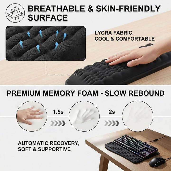 Handballenauflage Tastatur Maus 2-in-1 Set, Ergonomische Memory-Schaum | Cloud Wrist Rest mit 2 Neig