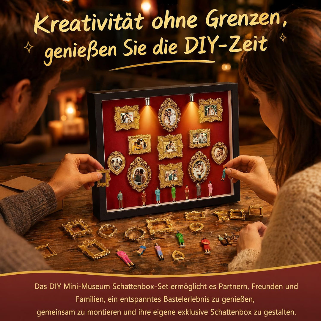 DIY Mini Museum Silhouette Box, Mini Museum Bilderrahmen Vintage,Miniatur Museum of Us mit LED, Schw