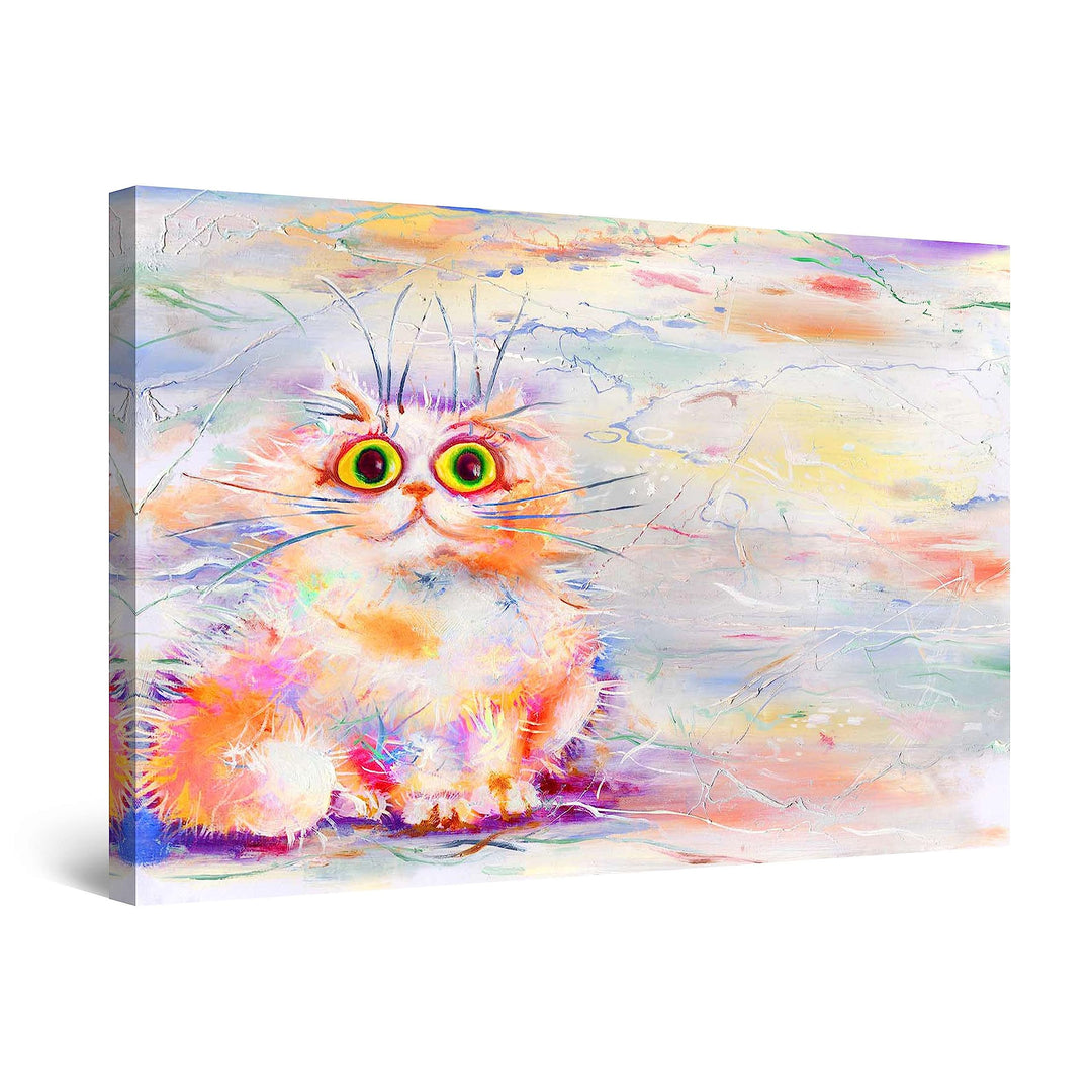Startonight Bilder Nette Farbige Katze für Kinder, Leinwandbilder Moderne Kunst, Tiere Wanddeko Kuns