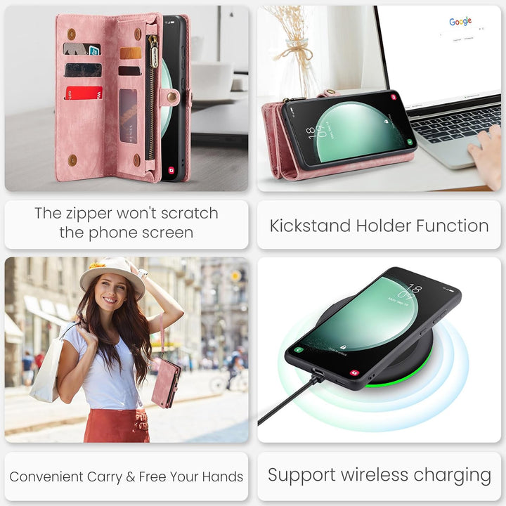 UFinetech für Samsung S23 FE Hülle, Stossfest Kartenfach Magnetisch Abnehmbare Tasche für Samsung Ga