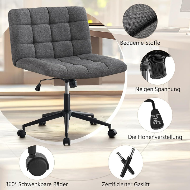 Hellove Bürostuhl Schreibtischstuhl mit breiter Sitzfläche, Ergonomischer Schneidersitz Stuhl ohne A